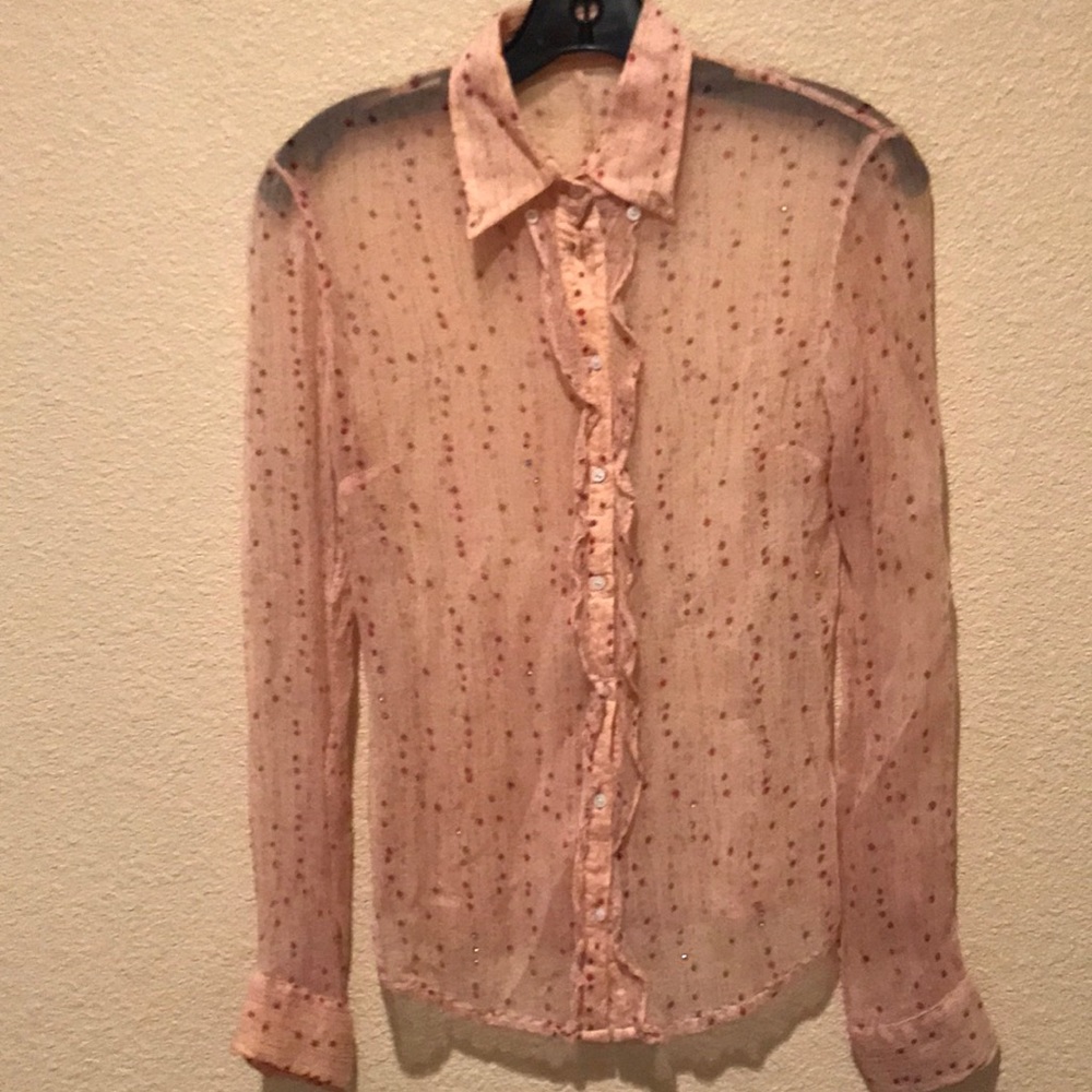 swarovski silk flower blouse